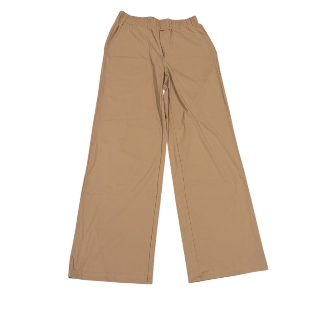 Zyia Active Pants Womens XS Tan Wide Leg High Rise Pull On‎ Stretch Athleisure